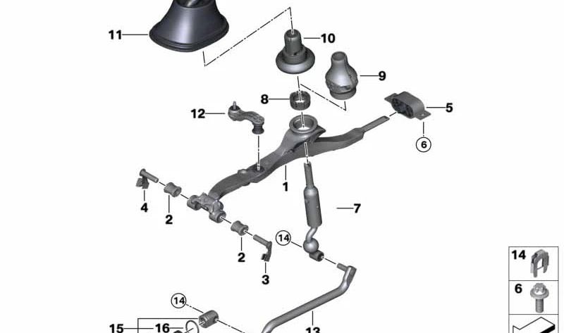 Palanca de cambios para BMW F20, F21, F22, F23, F30, F31, F34, F32, F33, F36 (OEM 25117596703). Original BMW