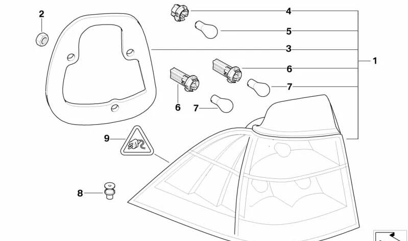 Piloto trasero izquierdo blanco OEM 63217165827 para BMW E61 (2004-2010). Original BMW.