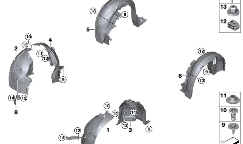 Cubierta de la Viga de Arrastre Guardabarros Izquierdo para BMW I01, I01N (OEM 51717368603). Original BMW