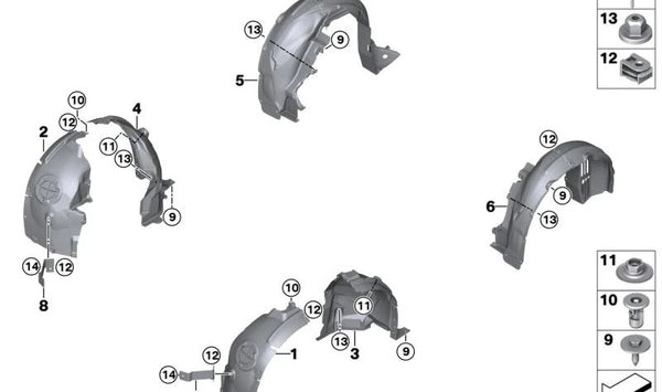 Cubierta paso de rueda delantero izquierdo OEM 51717294633 para BMW i3 (I01). Original BMW.