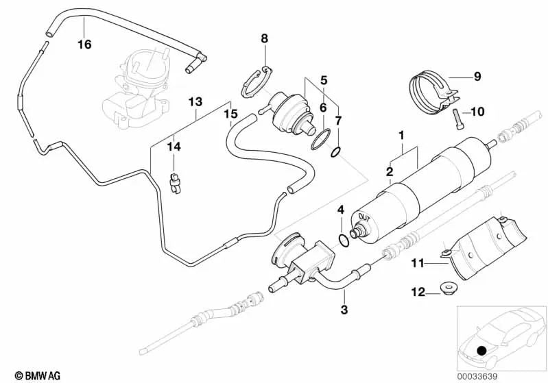 Vacuum tube for BMW 5 Series E39 (OEM 13531407568). Original BMW.