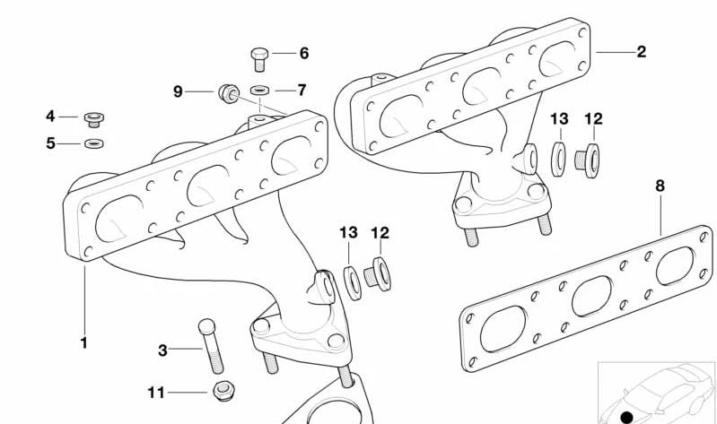 Asbestos-free gasket for BMW E36, E39, E38 (OEM 11621744252). Genuine BMW