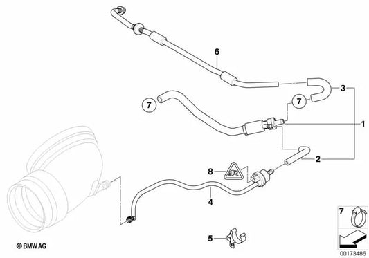 Codo para tubo para BMW E85, E86 (OEM 11617837114). Original BMW