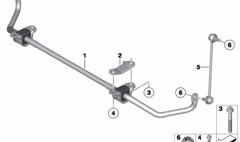 Estabilizador con Cojinete de Goma Delantero para BMW Serie 5 F10 (OEM 31352284460). Original BMW