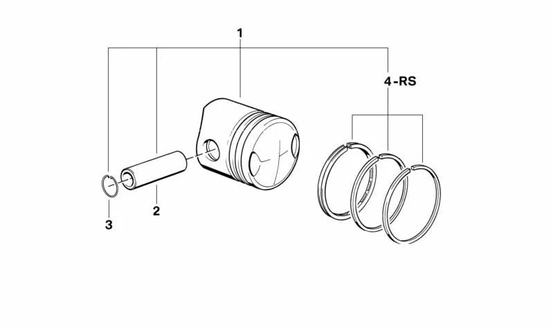 Juego de segmentos de pistón OEM 11251337399 para BMW (Modelos compatibles: E28, E30, E34, E36, E46, Z3). Original BMW.