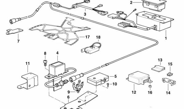 Cableado Sensor Frontal del Airbag para BMW Serie 5 E34, Serie 7 E32 (OEM 61128356002). Original BMW