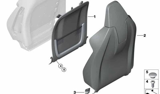 Revestimiento trasero del asiento OEM 52107469695 para BMW G20, G21, G01, G02. Original BMW.