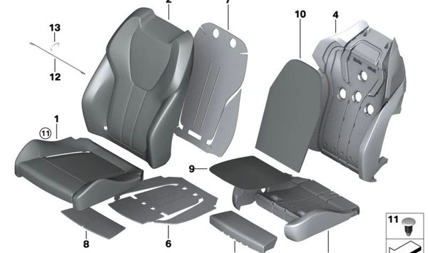 Funda de asiento deportivo en símil cuero OEM 52109484011 para BMW G05. Original BMW.