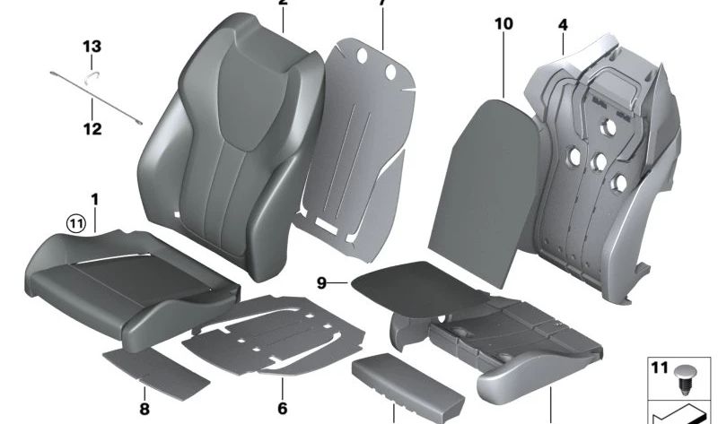 Funda de cuero para respaldo de asiento multifunción OEM 52108747938 para BMW G05 (X5), G06 (X6), G07 (X7). Original BMW.