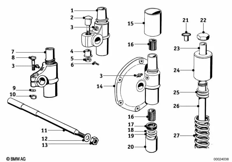 Fijación de resorte para BMW E46, E53, E60, E70, E90, F10 (OEM 33530027283). Original BMW