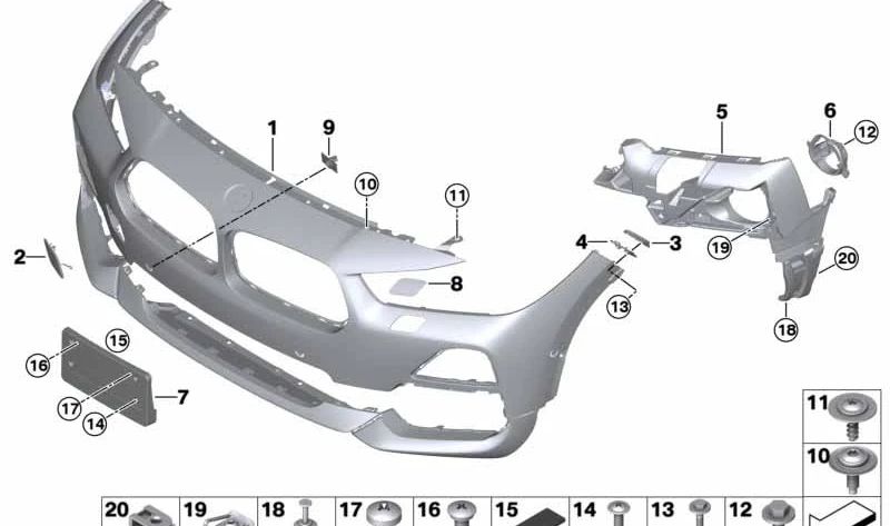 Carenado Parachoques Imprimado Delantero para BMW F39 (OEM 51117499468). Original BMW