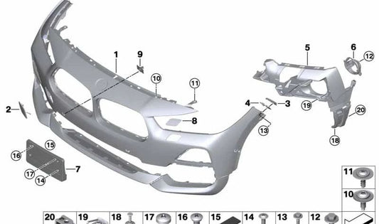 Grundierte Stoßstangenverkleidung vorne für BMW F39 (OEM 51117499468). Original BMW