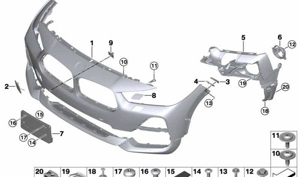 Soporte para faro antiniebla izquierdo OEM 51117428933 para BMW F39. Original BMW.