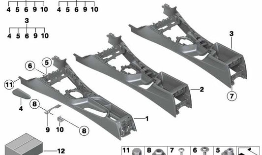 Console centrale pour BMW Series 1 F20, F21 et série 2 F22, F23, F87 (OEM 51169270556). BMW d'origine