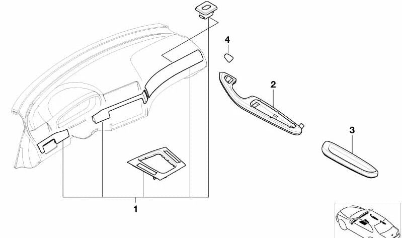 Reposabrazos cromado mate trasero derecho para BMW Serie 3 E46 (OEM 51438257962). Original BMW