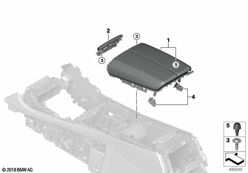 Placa de conector reposabrazos central calefactado para BMW X5 F95, G05, X6 G06, X7 G07, XM G09 (OEM 51169399771). Original BMW