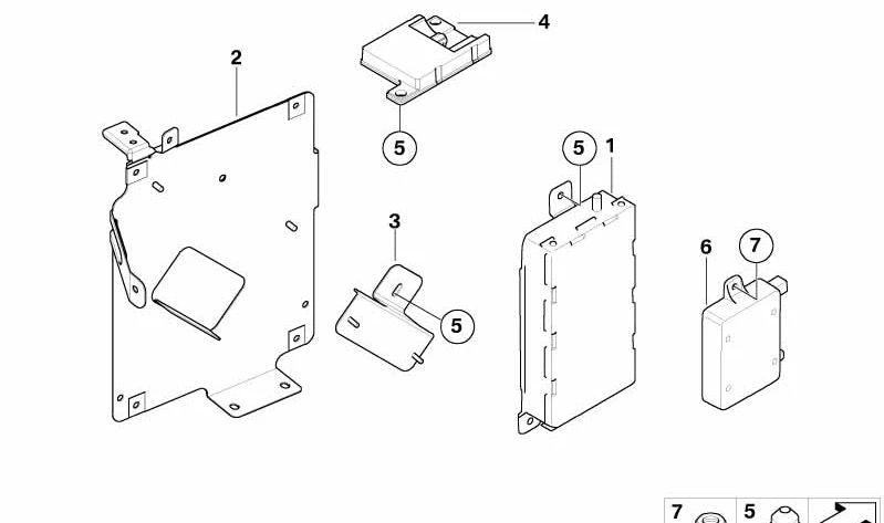 Soporte para unidad de control telemática OEM 84136932937 para BMW E53. Original BMW.