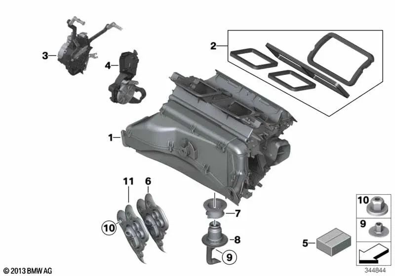 Juego de Piezas Pequeñas para Carcasa de Climatización/Calefacción para BMW Serie 3 E90, E91, E92, E93, X3 F25, X4 F26 (OEM 64119128986). Original BMW.