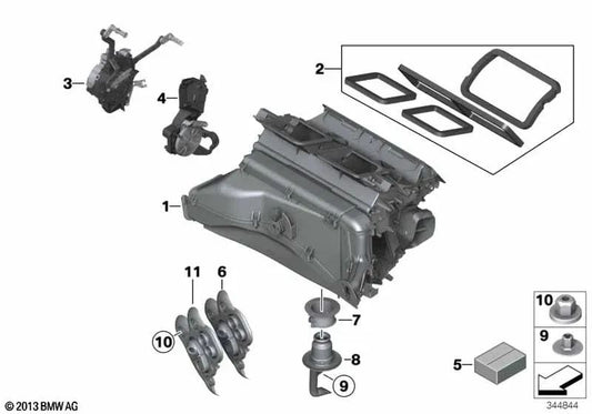 Cinemática central para BMW X3 F25, X4 F26 (OEM 64119244086). Original BMW.