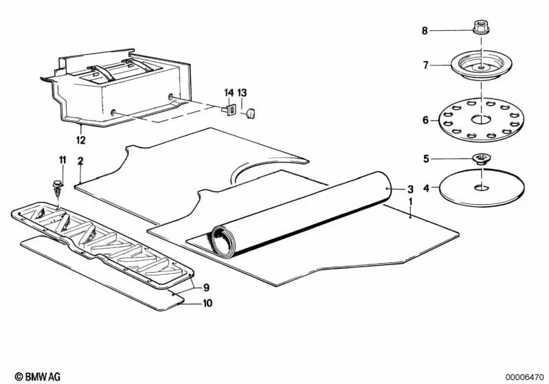 Alfombrilla para el maletero para BMW Serie 6 E24 (OEM 51471976988). Original BMW.