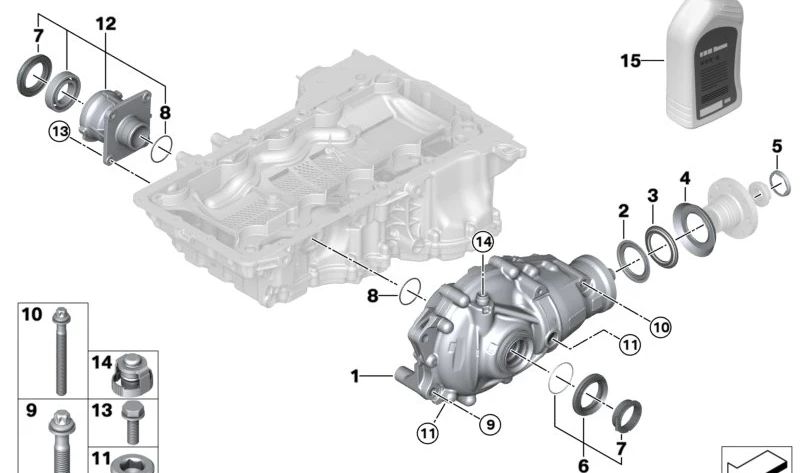 Vorderachsgetriebe 173AL para BMW Serie 7 G70 (OEM 31508839419). Original BMW