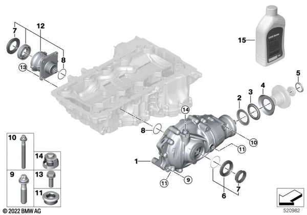 Lagerbock para BMW Serie 3 G20, G20N, G21, G21N, Serie 4 G22, G26, Serie 5 G30, G30N, G31, G31N, G60, Serie 6 G32N (OEM 31508485028). Original BMW