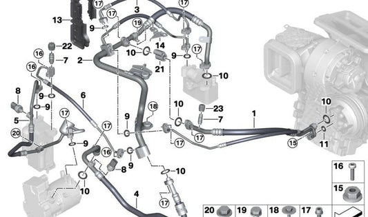 Sellado compartimento del motor delantero para BMW F40, F52, F70, F44, F45, F46, F49, U06, X1, X2, U11, U12 (OEM 64505A1F336). Original BMW