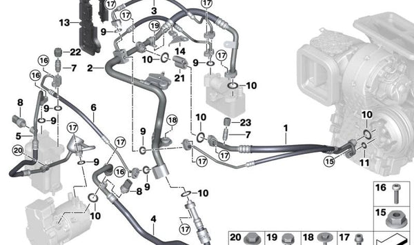 Tuerca hexagonal para BMW Serie 2 G42, G87, U06, Serie 3 F30N, G20, G21, G28, G80, Serie 4 G22, G23, G26, Serie 5 F90, G30, G31, G38N, G60 (OEM 07129907467). Original BMW