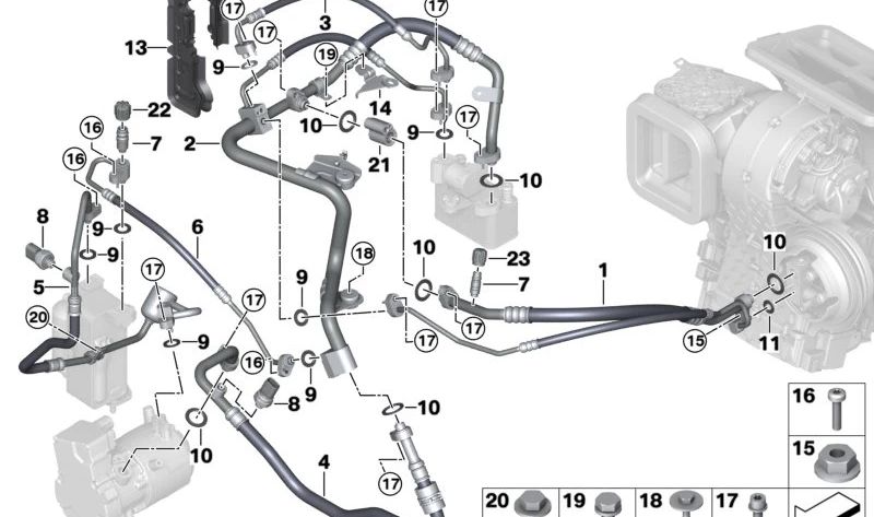 Junta tórica para BMW Serie 1 F20N, F21N, F40, F52, F70, Serie 2 F22, F23, F44, F45, F46, G42, G87, U06, Serie 3 F30, F31, F34, G20, G21, G28, G80, G81, Serie 4 F32, F33, F36, G22, G23, G26, G82, G83, Serie 5 F10, F11, F18, F90, G30, G31, G38, G60, G61, G