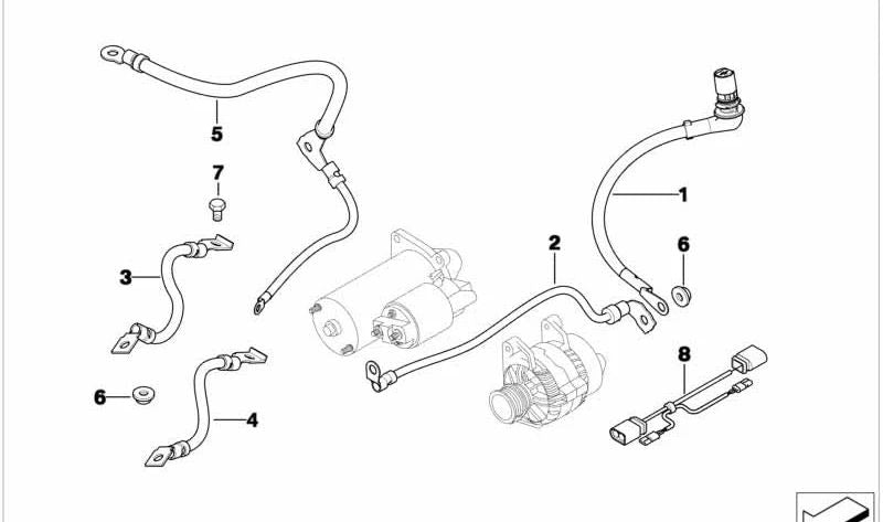 Cable de Masa para BMW Serie 3 E46 (OEM 12427789234). Original BMW