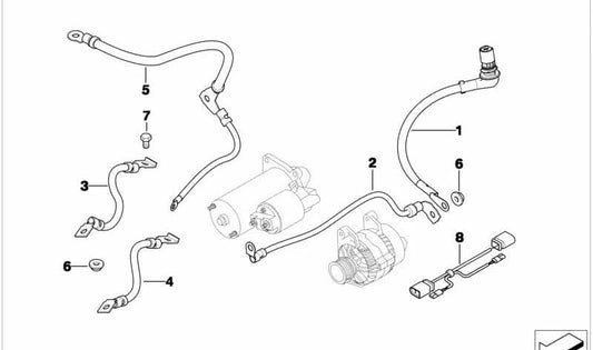 Cable de Masa para BMW Serie 3 E46 (OEM 12427789234). Original BMW