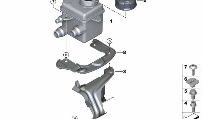 Expansion tank for BMW E70, E71 (OEM 17137589526). Original BMW