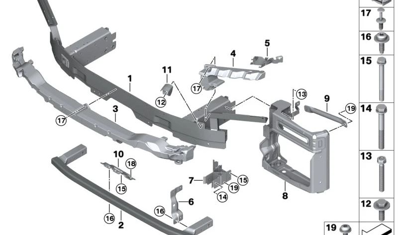 Absorbedor de choque superior para BMW X5 G05 (OEM 51117421623). Original BMW.