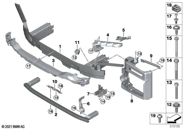 Amortiguador delantero izquierdo para BMW X5 G05, X6 G06 (OEM 51647489465). Original BMW