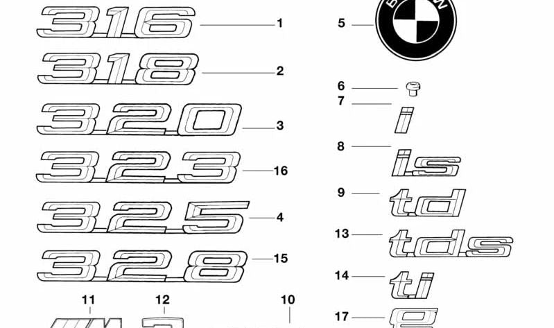 Frontes Emblem OEM 51141960222 für BMW E36 (Kompatible Modelle: 316i, 318i, 318is, 320i, 323i, 325i, 328i, M3). Original BMW.