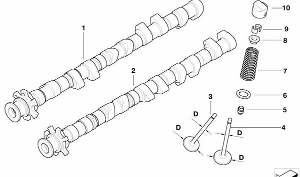 Árbol de levas de escape para BMW E60, E61N, E63, E64 (OEM 11317836125). Original BMW