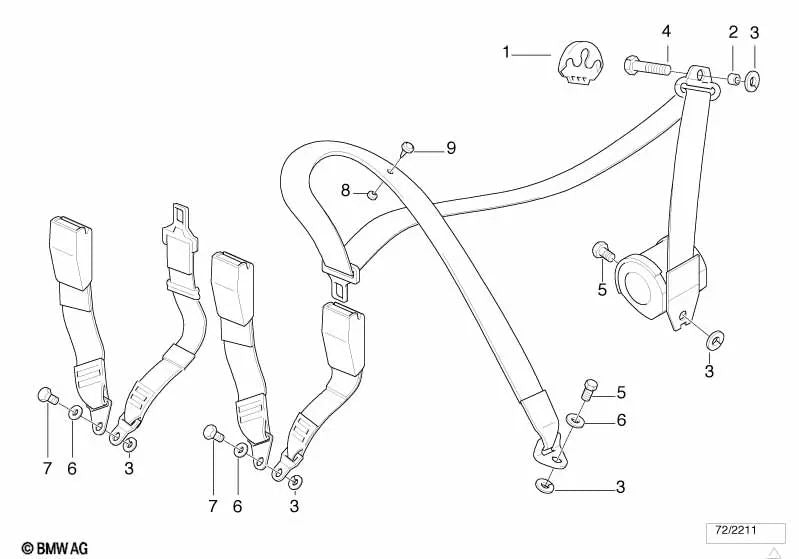 Arandela para BMW Serie 3 E21, E30, E36, Serie 5 E12, E28, E34, E39, Serie 6 E24, Serie 7 E23, E32, E38, Serie 8 E31 (OEM 72111808673). Original BMW