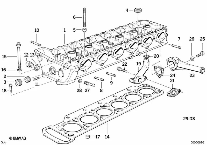 Junta sin asbestos para BMW Serie 5 E28, E34, Serie 6 E24, Serie 7 E23 (OEM 11421312175). Original BMW