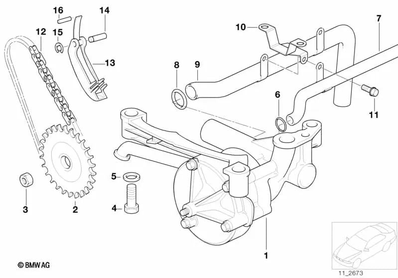 Cadena para BMW Serie 3 E36, E46 Z4 E85, E86 (OEM 11411401399). Original BMW