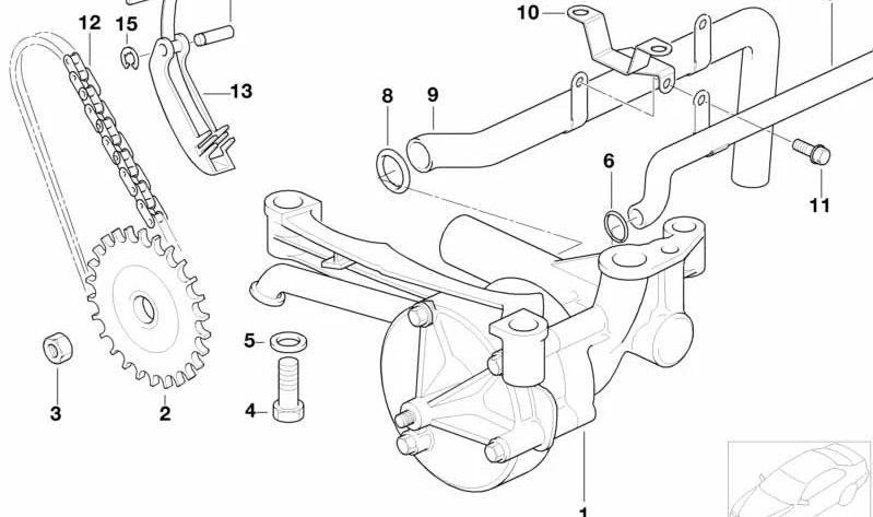 OEM -Ölrohrstütze 11411404645 für BMW E36, E46, Z3, E85, E86. Original BMW.