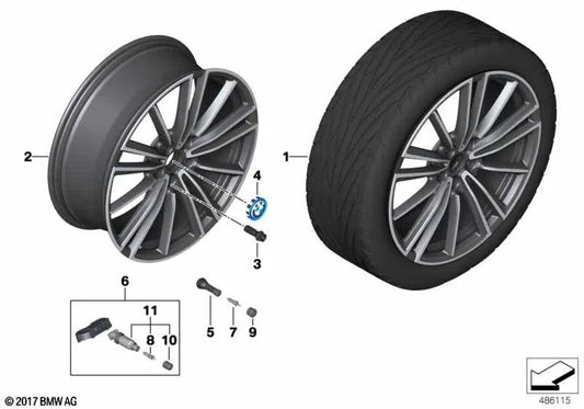 Rueda de aleación ligera negra mate para BMW I12, I12N, I15 (OEM 36116893530). Original BMW