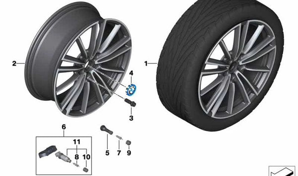 Llanta de aleación bicolor OEM 36106880106 para BMW i8 (I12, I15). Original BMW