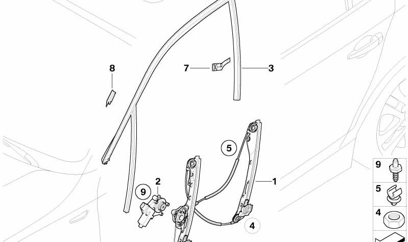 Sealing Triangle Mirror Upper Right for BMW E87, E87N (OEM 51337124150). Original BMW