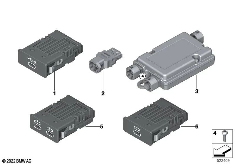 Conexión USB Dual para BMW Serie 1 F40, F52, Serie 2 F44, G42, Serie 3 G20, G21, G28, Serie 4 G22, G23, Serie 5 G30, G31, Serie 6 G32, Serie 8 G16, X2 F39, X3 G01, G08, X4 G02, X5 G18, X7 G07 (OEM 84105A84160). Original BMW.