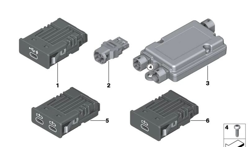 USB de conexión OEM 84108711939 para BMW F40, F44, F45, F46, G42, G87, G20, G21, G28, G80, G22, G23, G26, G82, G83, F90, G30, G31, G38, G32, G11, G12, F91, F93, G14, G15, G16, F48, F39, G01, G08, F97, G02, F98, G05, F95, G06, F96, G07, G29, I01, F55