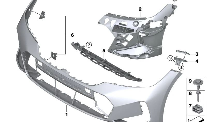 Paragolpes delantero imprimado OEM 51115A69621 para BMW G20. Original BMW.