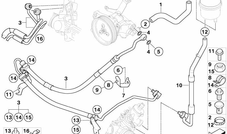 Supporto per tubo di espansione OEM 32413415044 per BMW E83. BMW originale.