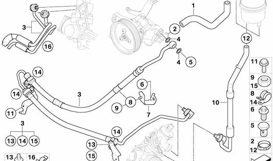 Supporto per tubo di espansione OEM 32413415044 per BMW E83. BMW originale.