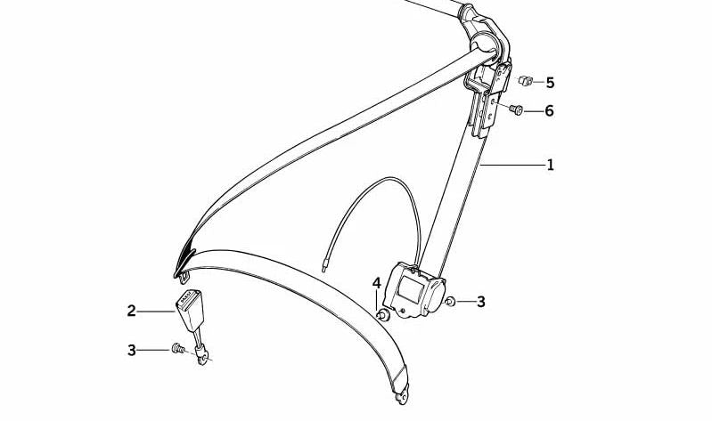 Front Right Seat Belt with Child Lock OEM 72118208832 for BMW 8 Series E31. Original BMW.