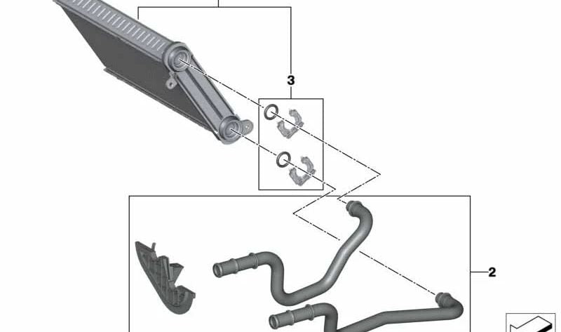 Kit de Montaje del Intercambiador de Calor para BMW Serie 2 G42, G87, Serie 3 G20, G21, G28, G80, G81, Serie 4 G22, G23, G26, G82, G83, X3 F97, G01, G08, X4 F98, G02, Z4 G29 (OEM 64119382895). Original BMW